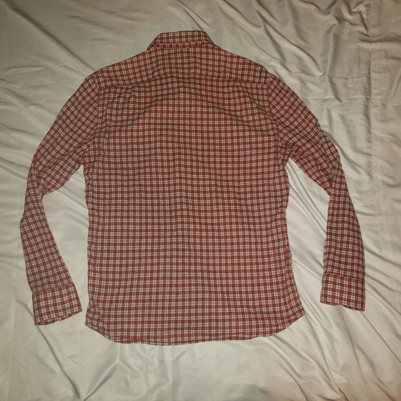 Marine Layer Women Long Sleeve Button Front Flannel Shirt Large red white Plaid - Picture 9 of 11